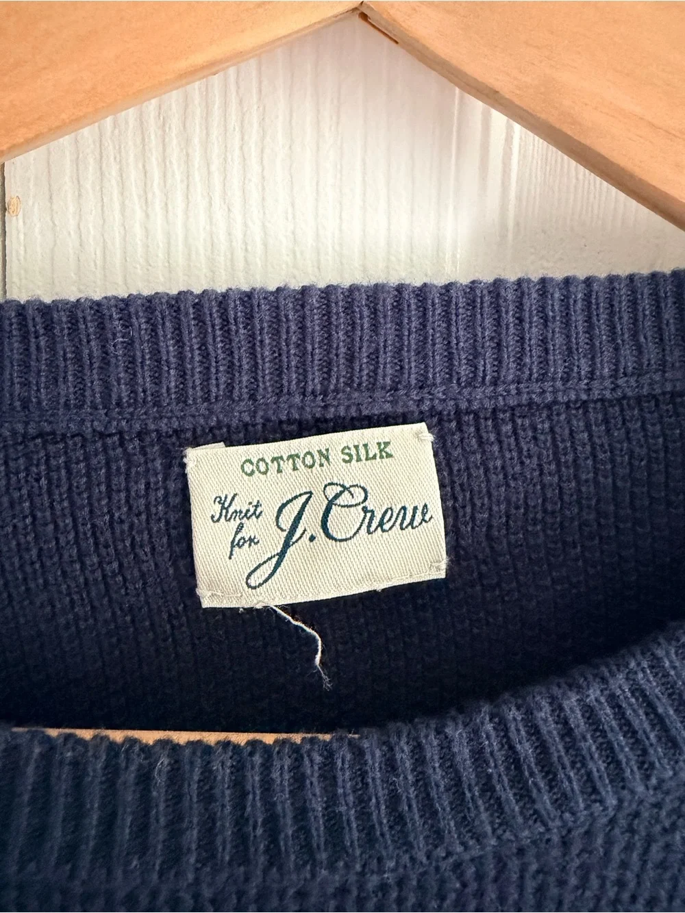 J.Crew Men’s L Cotton Silk Crewneck Sweater Navy Blue Lightweight Knit